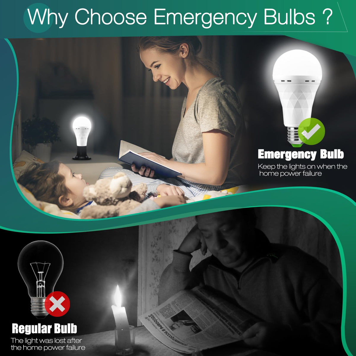 MOSLIAN emergency bulb with plug cap for easy setup