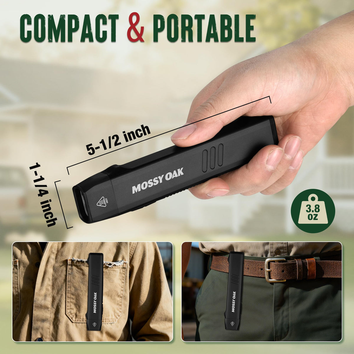 Mossy Oak emergency outdoor flashlight provides reliable light when needed.