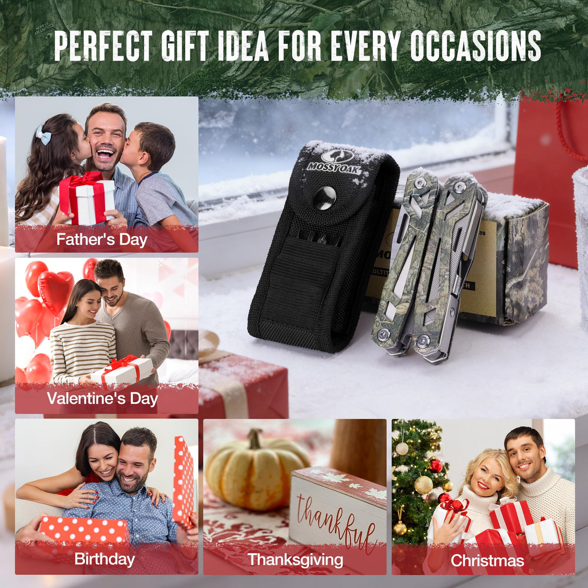 Gift-ready Mossy Oak multitool blending practicality with rugged style