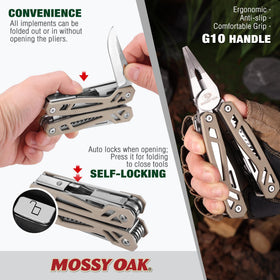 Mossy Oak multitool with pliers and wire cutter for field repairs