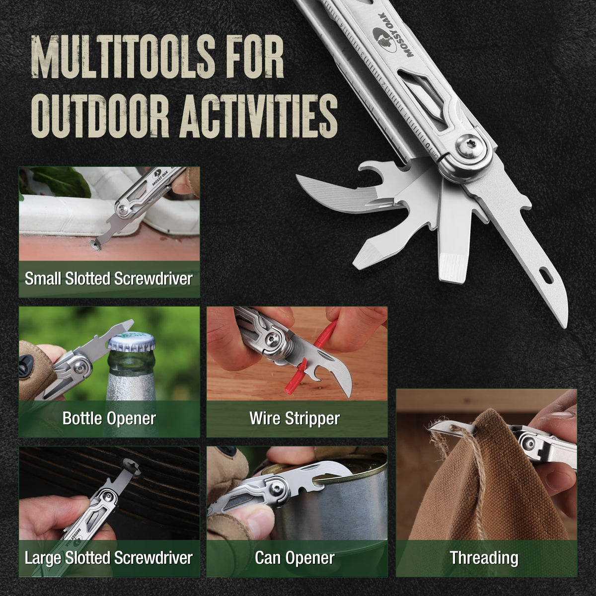 Mossy Oak multitool scissors in action for quick cutting tasks