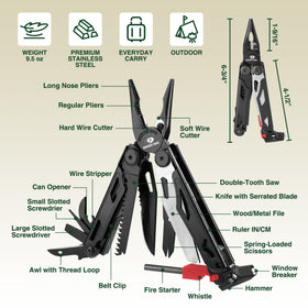 Mossy Oak multitool self-locking design for safe one handed use.