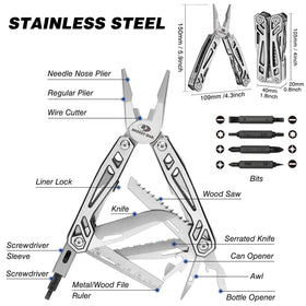 Mossy Oak multitool with self-locking pliers ready for safe tool access.