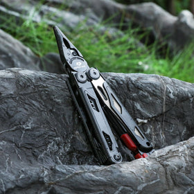 Mossy Oak multitool stainless steel construction endures rugged use.