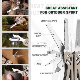 Mossy Oak multitool wood saw and leather punch for quick fixes