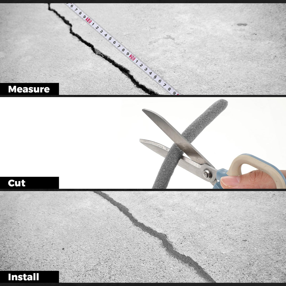 MotiMind foam rope used on doors and windows for expansion joint sealing.