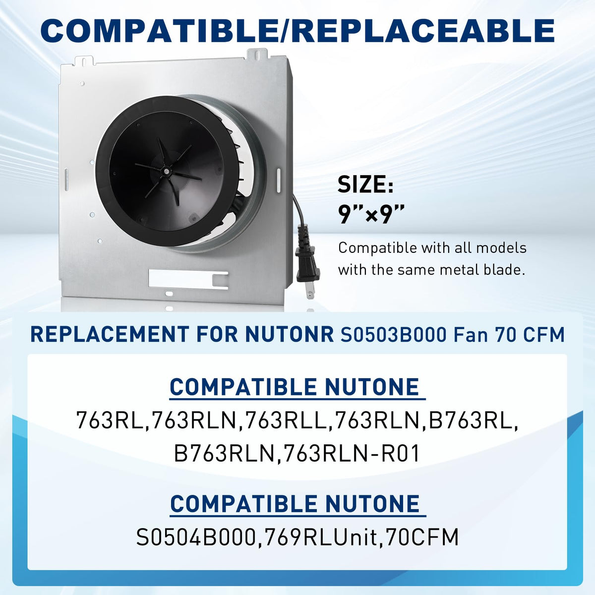 Motoasis 70 CFM bathroom fan motor for efficient airflow and quiet operation.