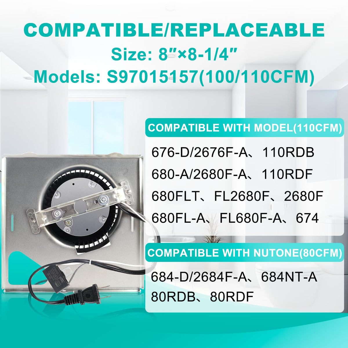 Motoasis Broan-compatible 680-series upgrade showing connection points for easy installation.