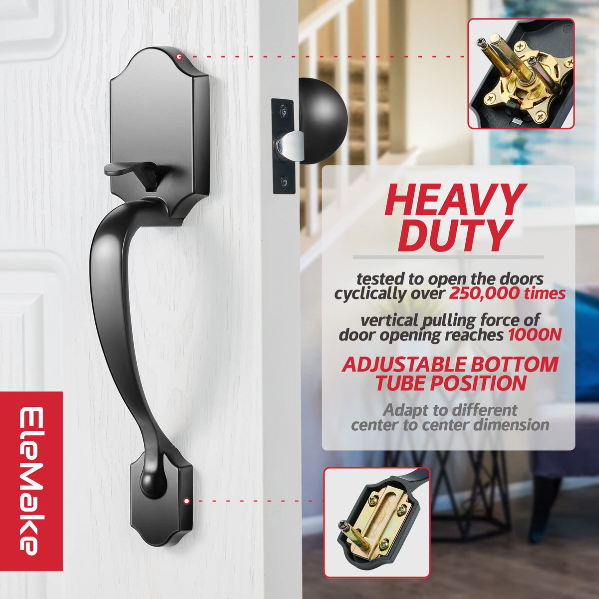 Motovecor reversible design for left or right-handed doors.