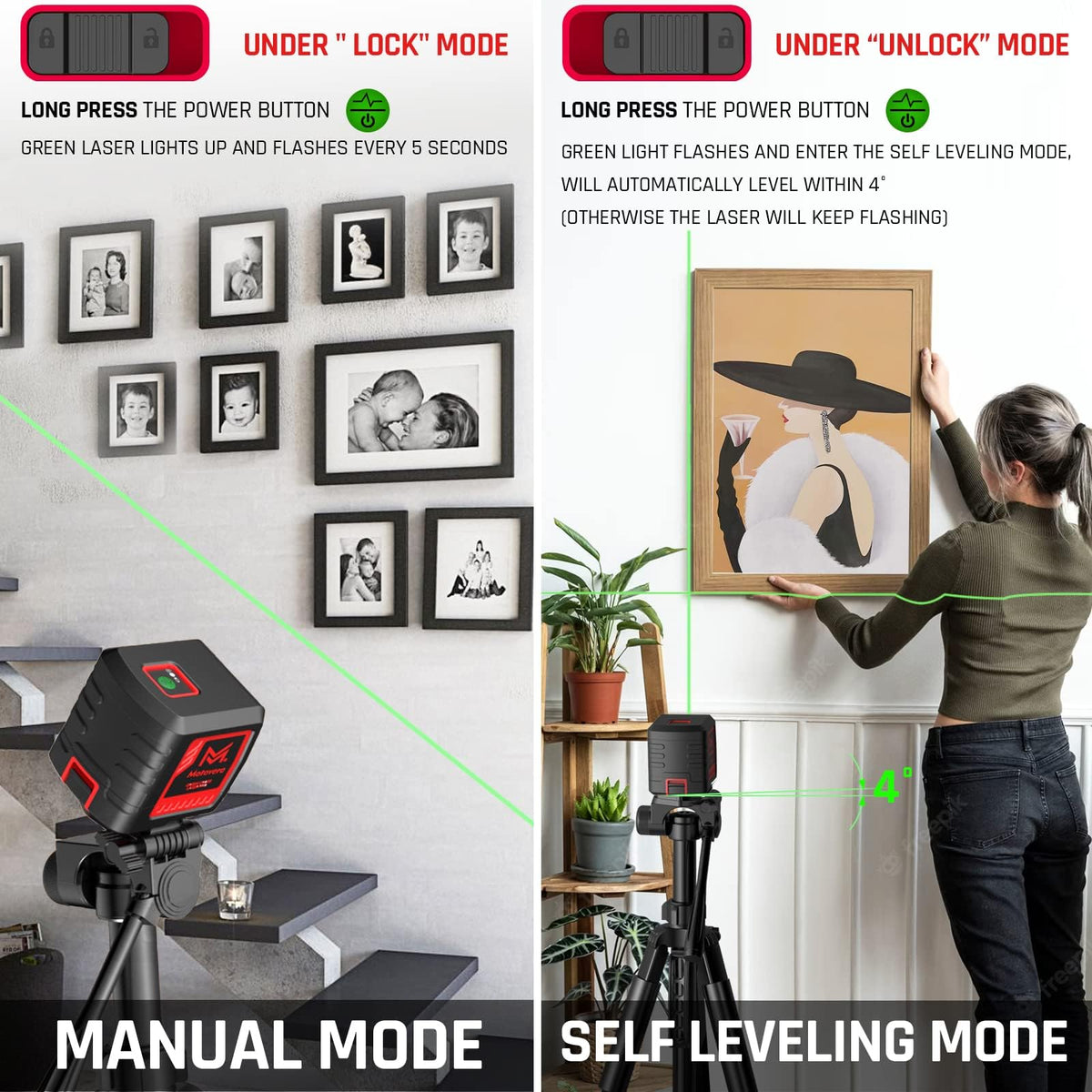 Motovera manual mode showing custom angle projection on slopes