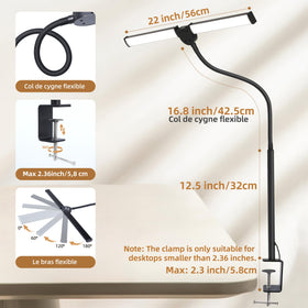 Motumen desk lamp with clamp mount saves desk space while illuminating the area.