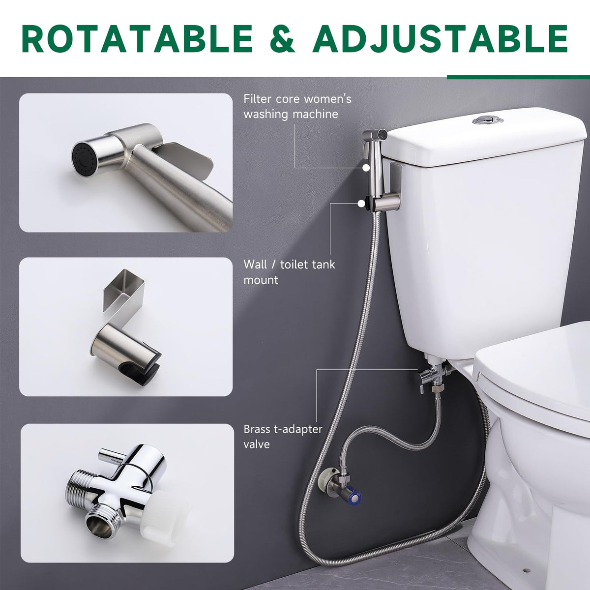 Mougcet device supports feminine wash and cloth diaper care with adjustable spray.