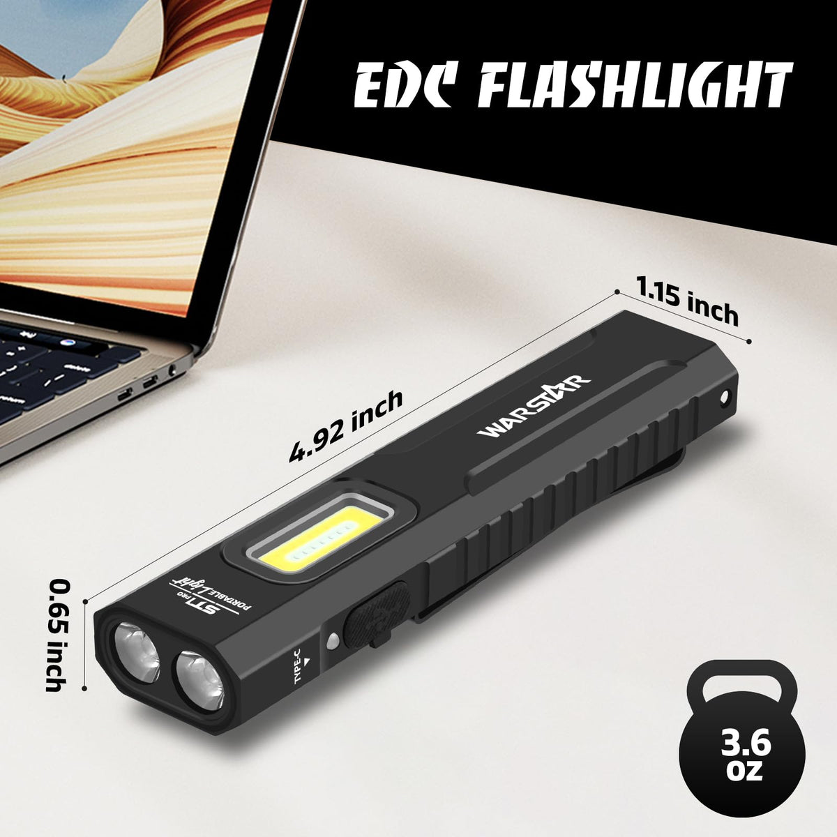 Mougcet UV-mode flashlight for stain detection and marking tasks.