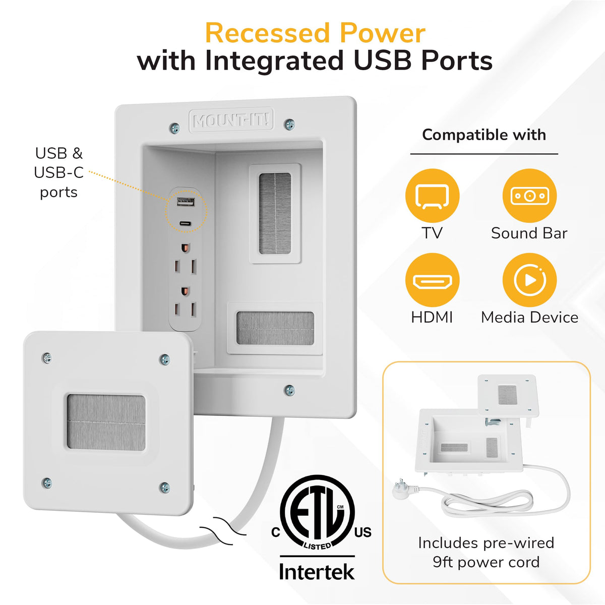 Mount-It! flexible concealment for HDMI, Ethernet, and A/V cables
