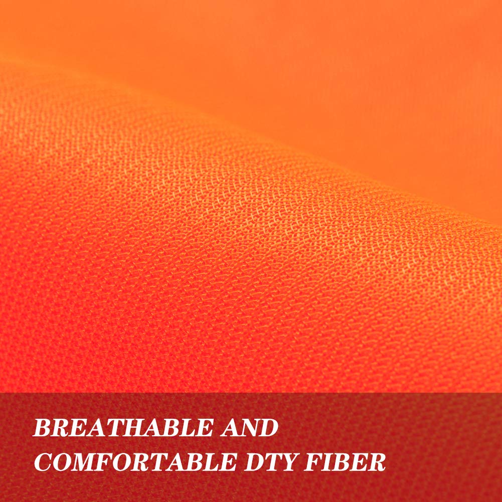 Mountmarter high-visibility orange vest boosts safety in low-light environments.