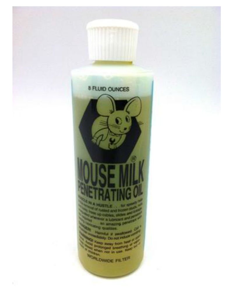 Mouse Milk Penetrating Oil bottle pour eases access to tight hardware and improves lubrication