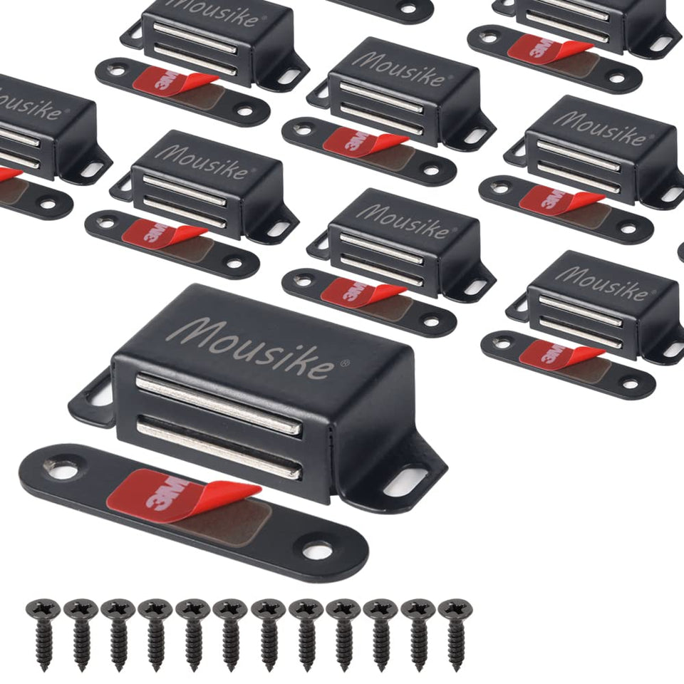 Mousike cabinet magnets 30lb black door latch demonstrates strong hold for reliable cabinet closure.