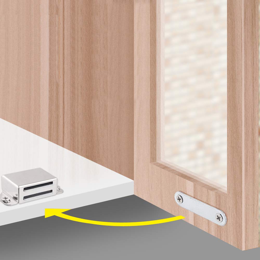 Mousike magnet latch for drawers and cabinets provides strong hold and smooth operation.