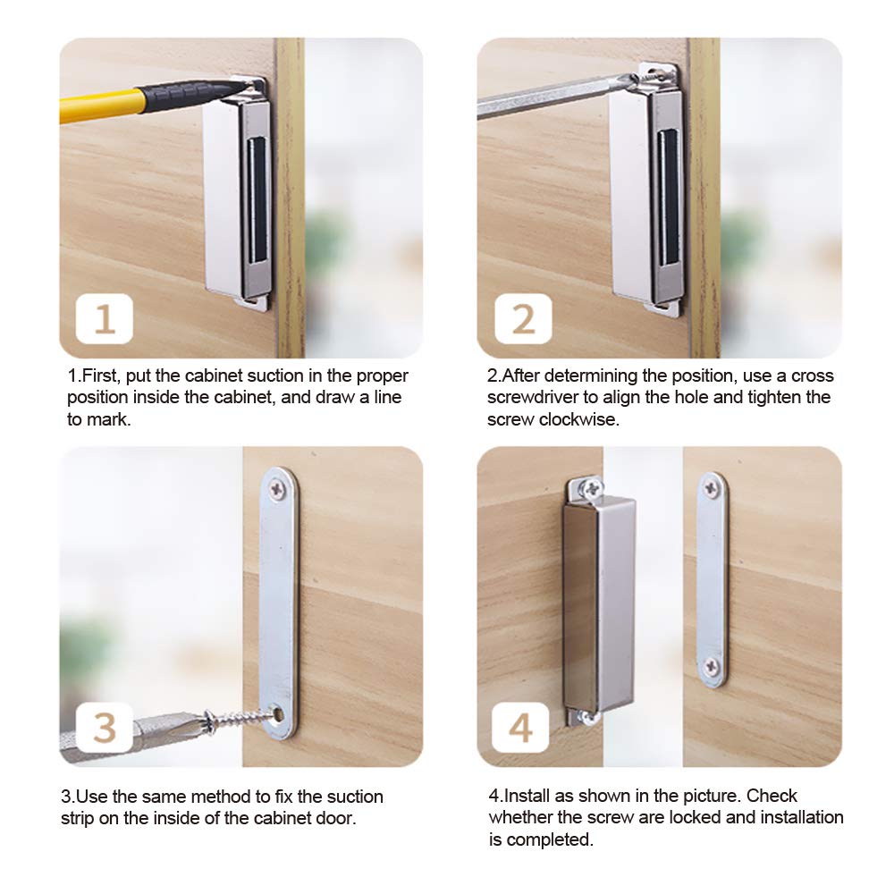 Mousike easy-install door catch with included screws for fast setup