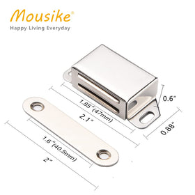 Mousike stainless steel magnet latch—durable construction for wardrobe doors and closets.