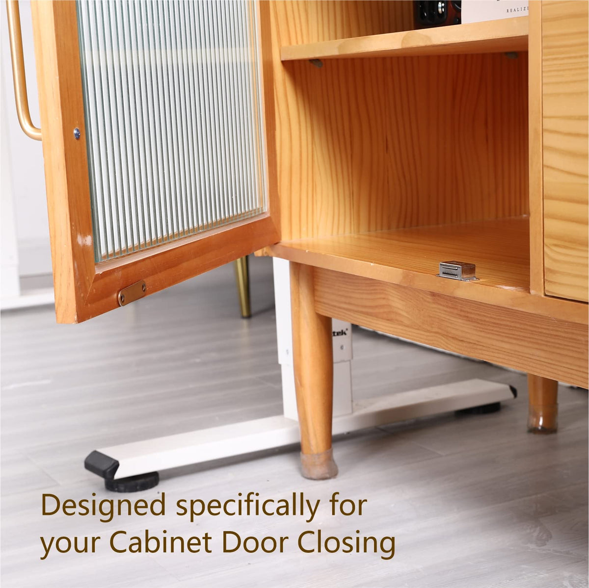 Mousike stainless steel door magnet securing a closet