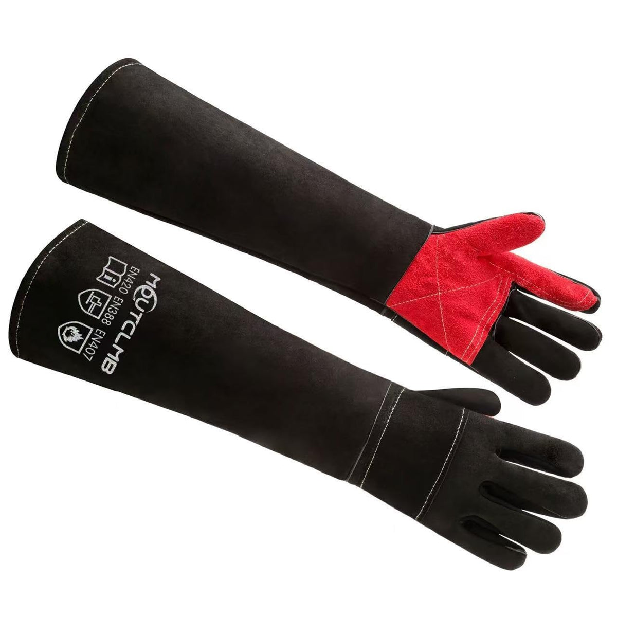 MOUTCLMB long welding gloves provide forearm coverage to protect from sparks