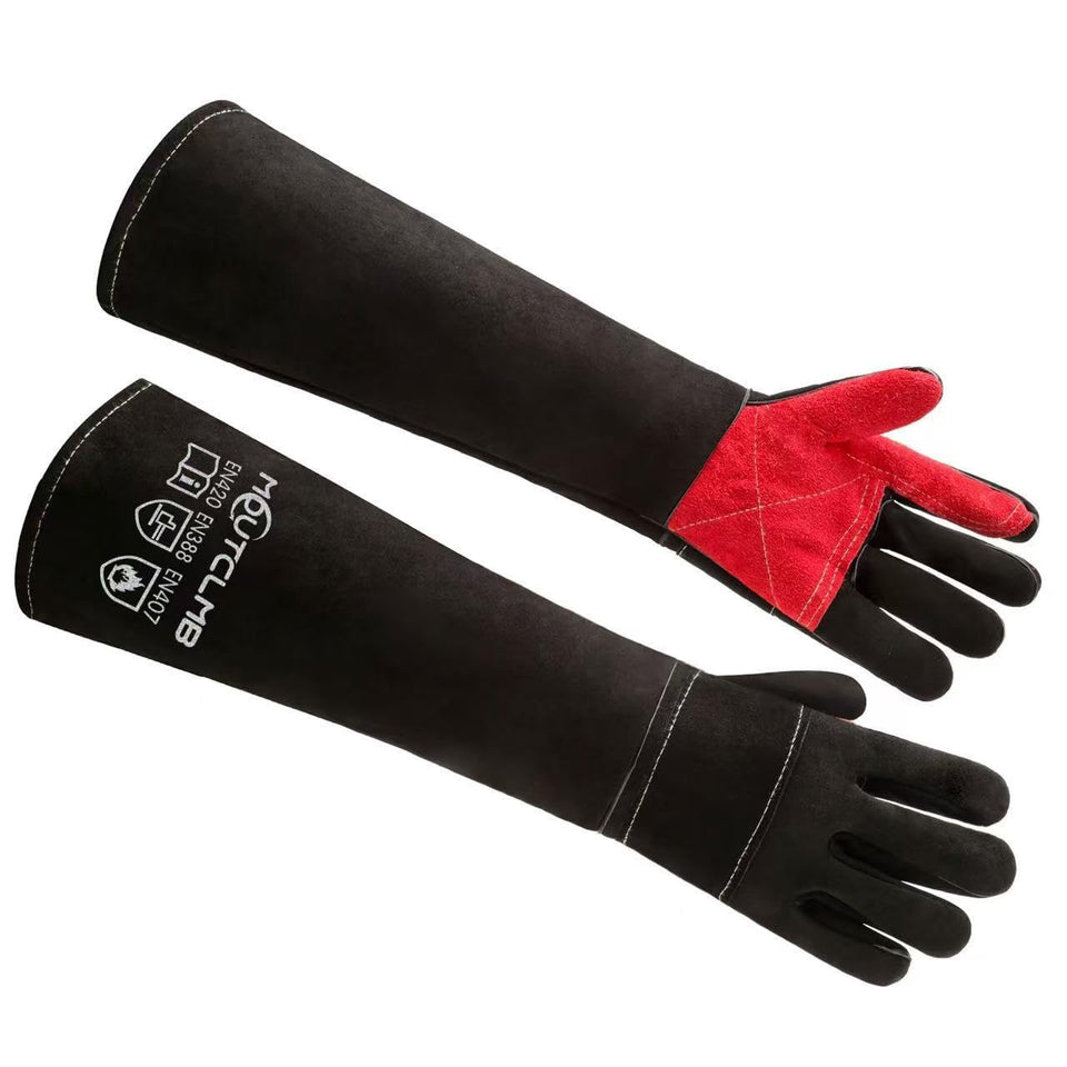 MOUTCLMB long welding gloves provide forearm coverage to protect from sparks