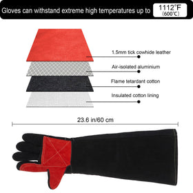 MOUTCLMB heat-resistant leather gloves protect hands up to high temperatures