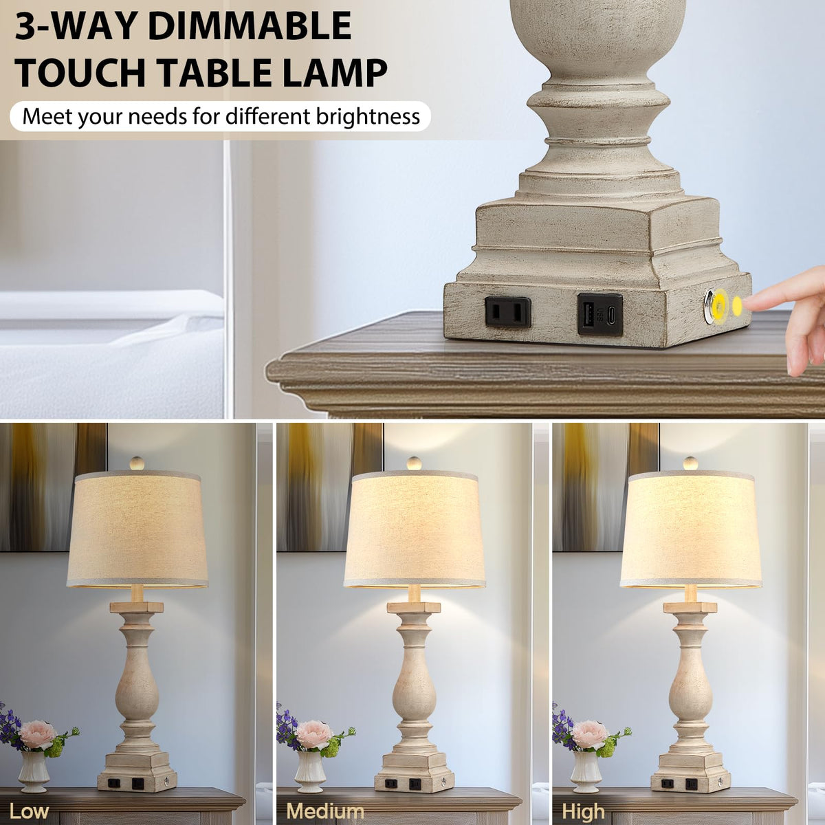 MOUVOVO 3-way touch control lamp with adjustable brightness