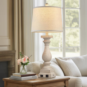 MOUVOVO AC outlet and USB ports featured on lamp base