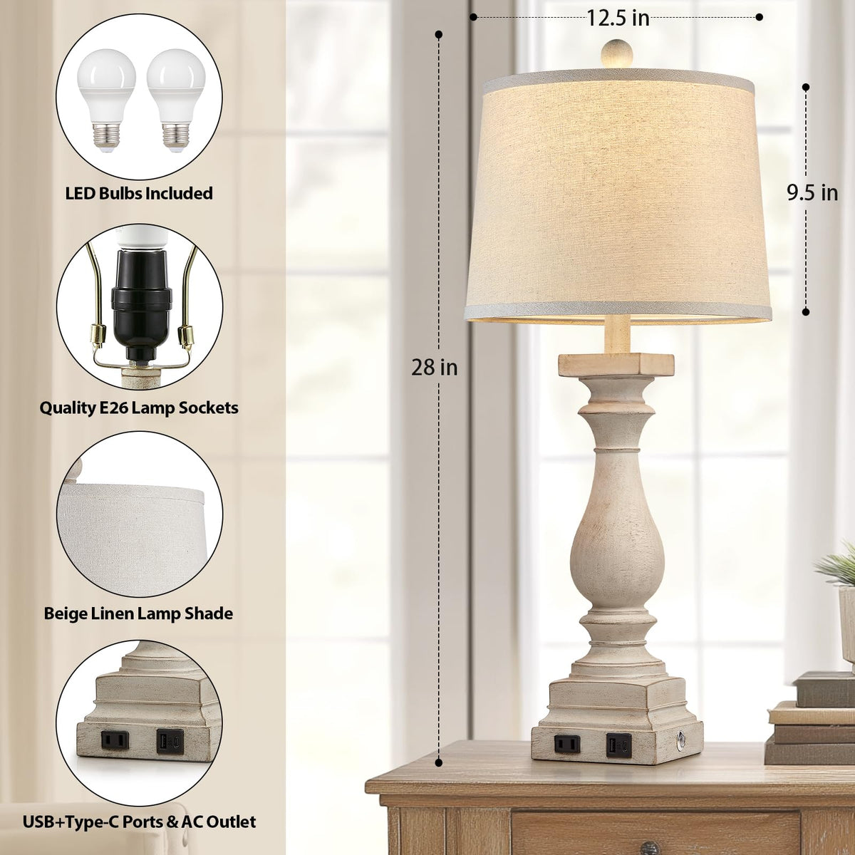 MOUVOVO energy-saving LED bulbs included for long life