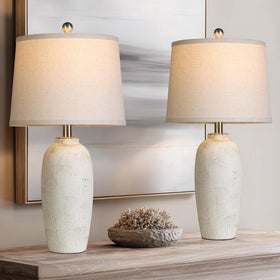 MOUVOVO jar table lamps set of two in beige farmhouse style for bedrooms