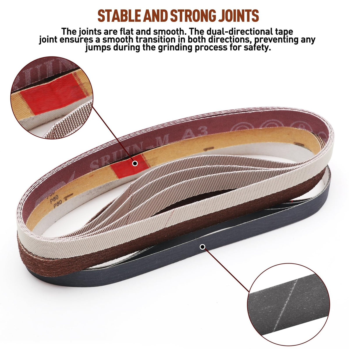 MOVIRON 600-grit sanding belt for smooth, even finishes on metal, plastic, and wood