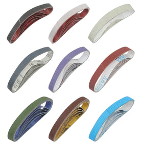 MOVIRON belt kit cover shows full sharpening belt assortment for tools