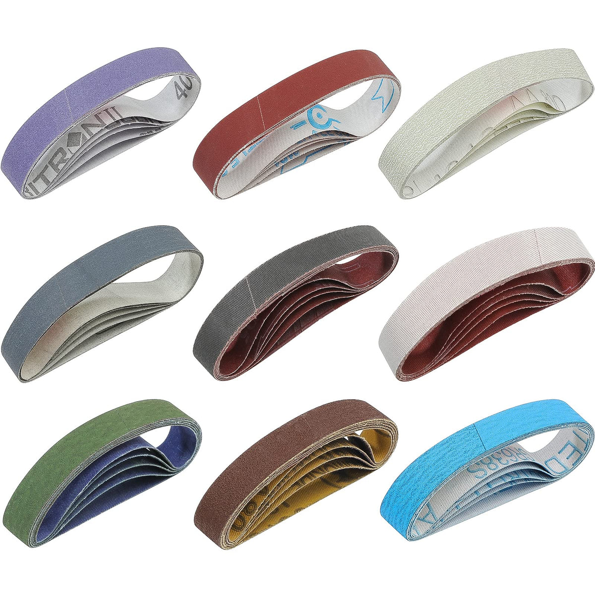 MOVIRON belt kit for knife sharpener with mixed grits for versatile edge sharpening.