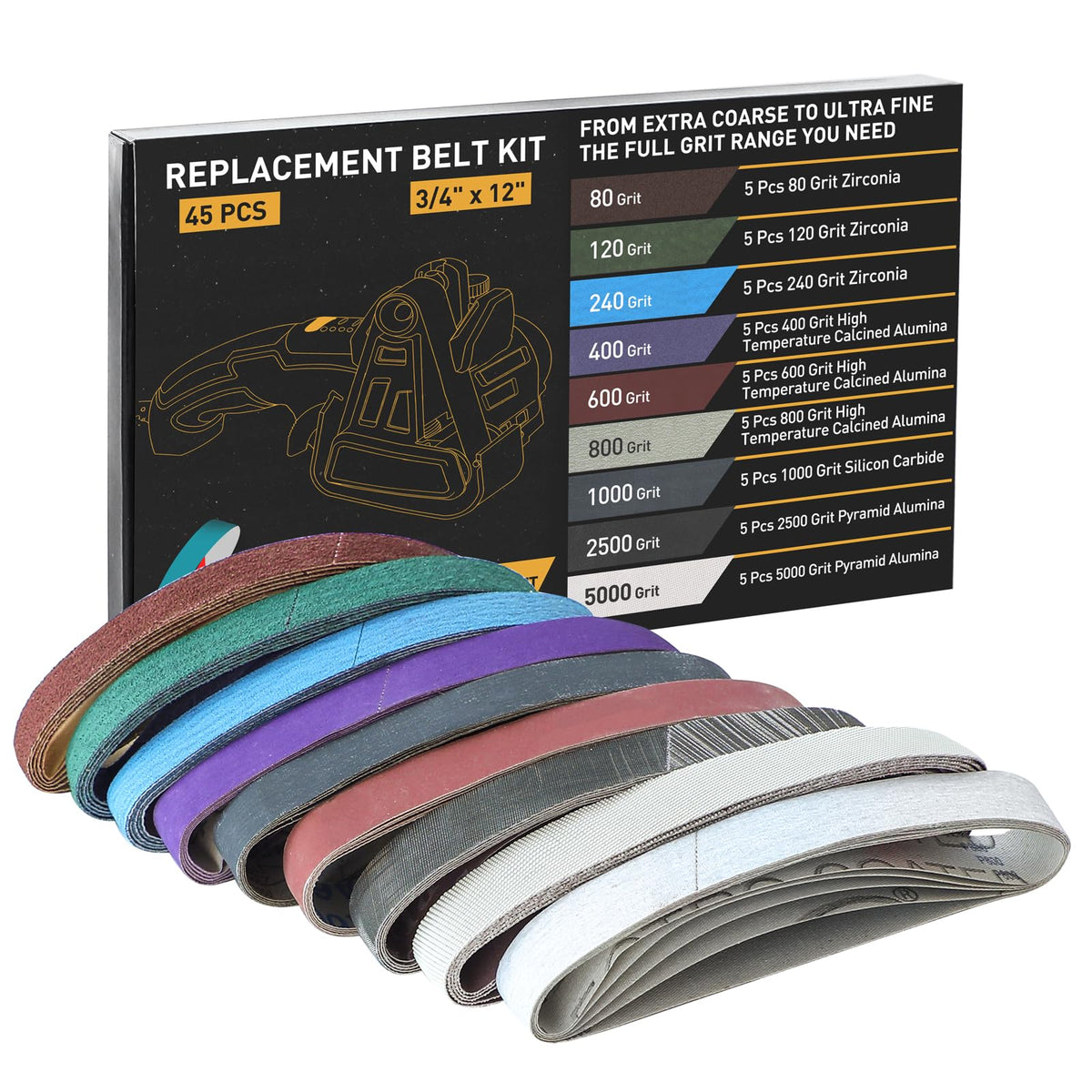 Moviron knife sharpener belts 80 grit for aggressive material removal and fast initial sharpening
