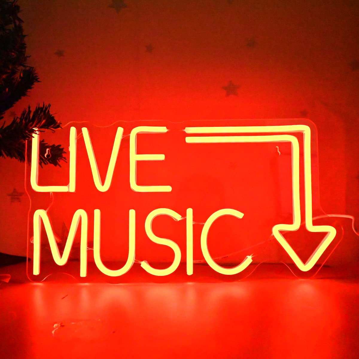 moweek Music Live LED Neon Sign 17x11 enhances wall decor with vibrant, inviting ambiance
