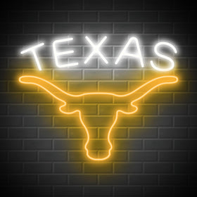 Moweek TEXAS Longhorn neon sign illuminated on wall decor for game rooms