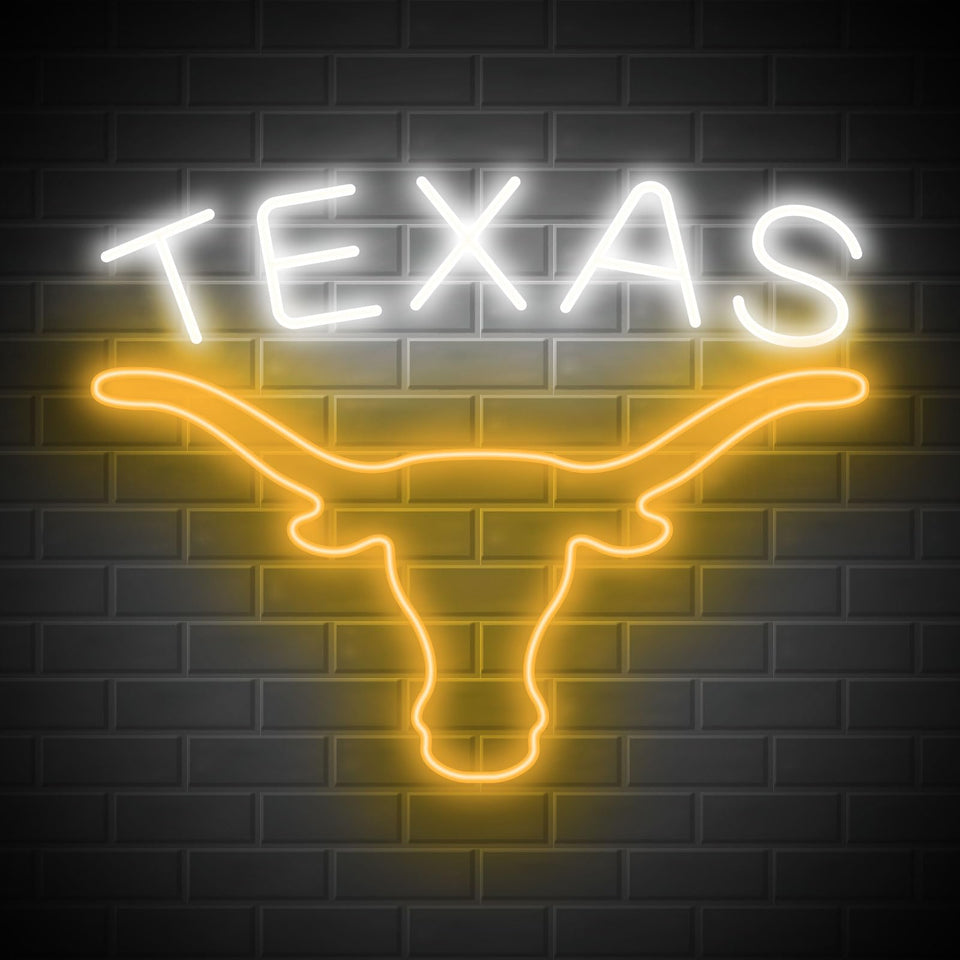 Moweek TEXAS Longhorn neon sign illuminated on wall decor for game rooms