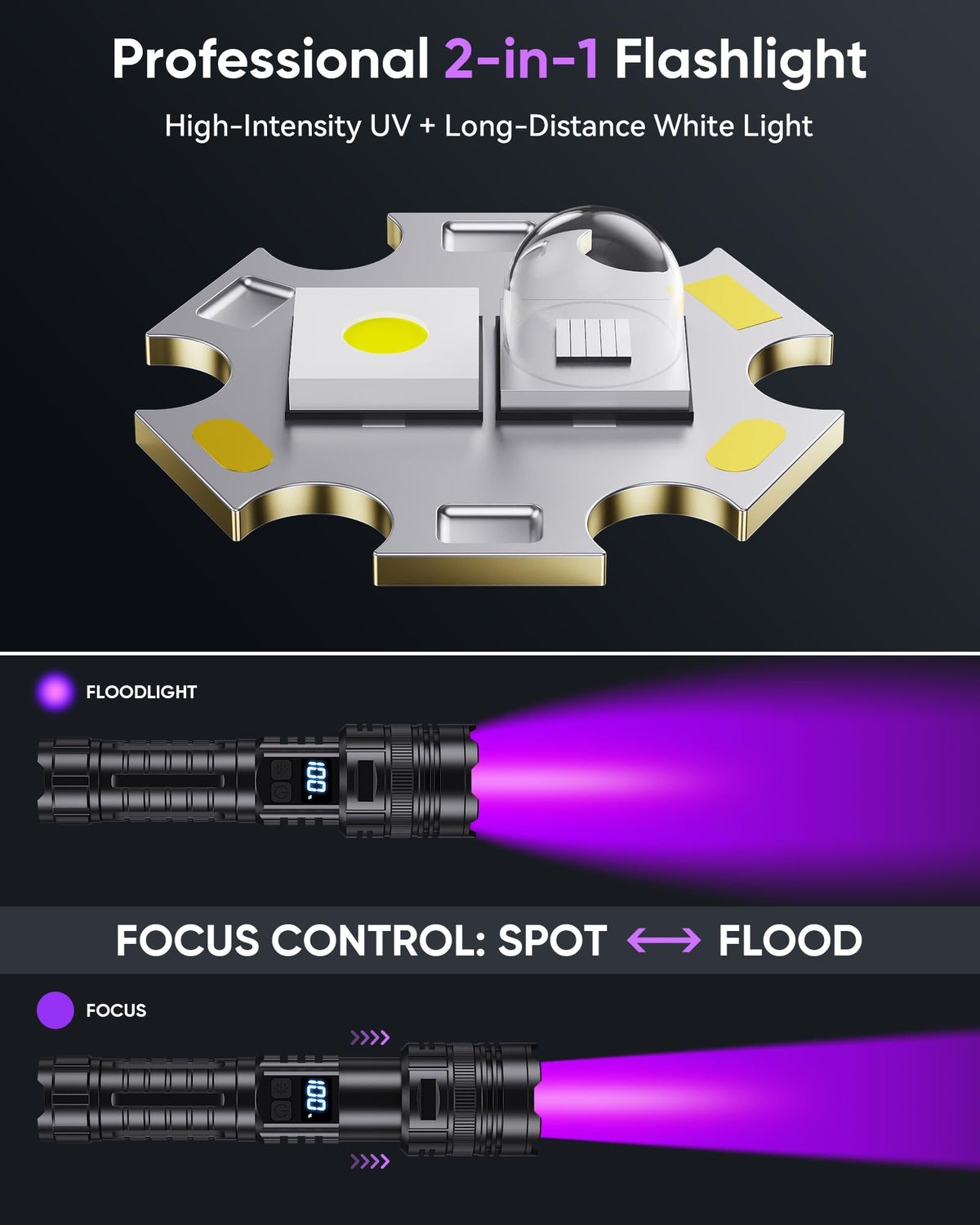 MOWETOO flashlight white light provides bright outdoor illumination for tasks.