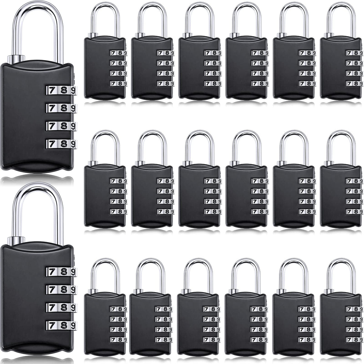 Moxweyeni 20-pcs 4-digit luggage locks set secures travel gear.