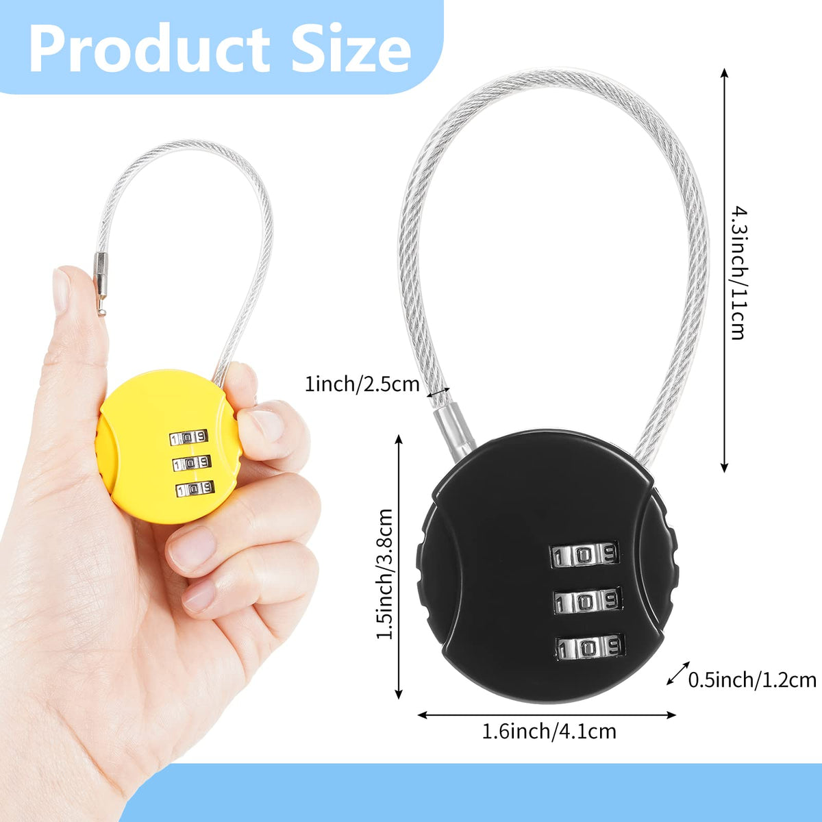 Moxweyeni padlocks side view; compact and portable for travel.