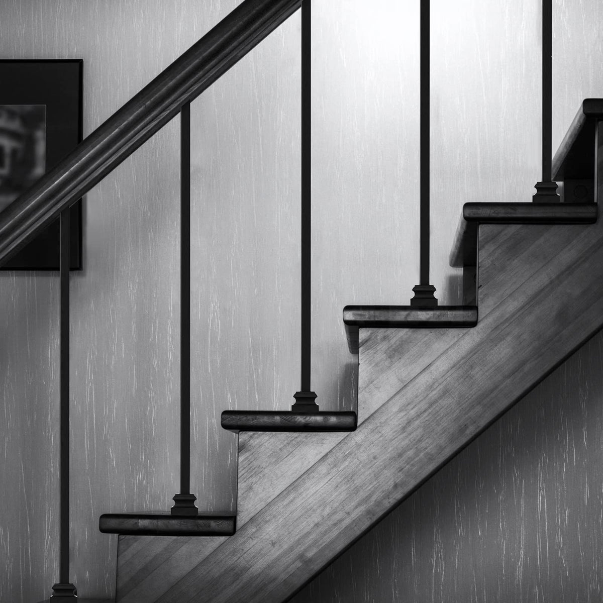Moxweyeni baluster shoe satin black on stair demonstrates easy matching
