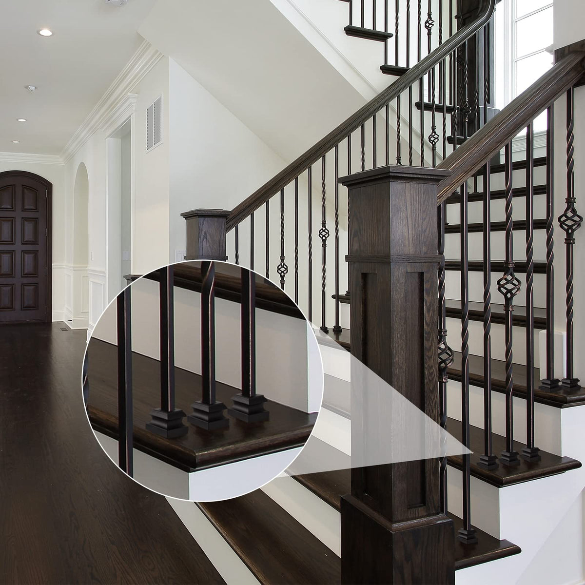 Moxweyeni baluster shoe satin black with screw enables quick install
