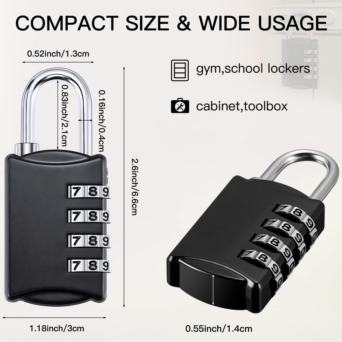 Compact Moxweyeni lock fits zippers and lock holes securely.