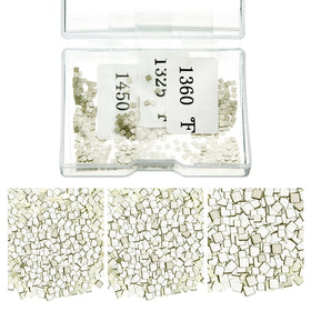Moxweyeni silver solder chips 2x2mm close-up for precise jewelry welding.
