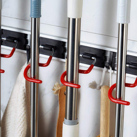 MOYODOR red-black finish adds a sleek look to laundry or garage spaces.