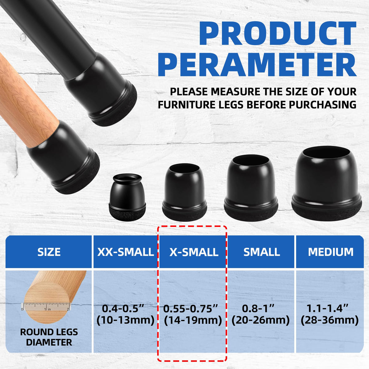 MOYOHIM stretch-fit design fits 0.55-0.75 in legs securely.