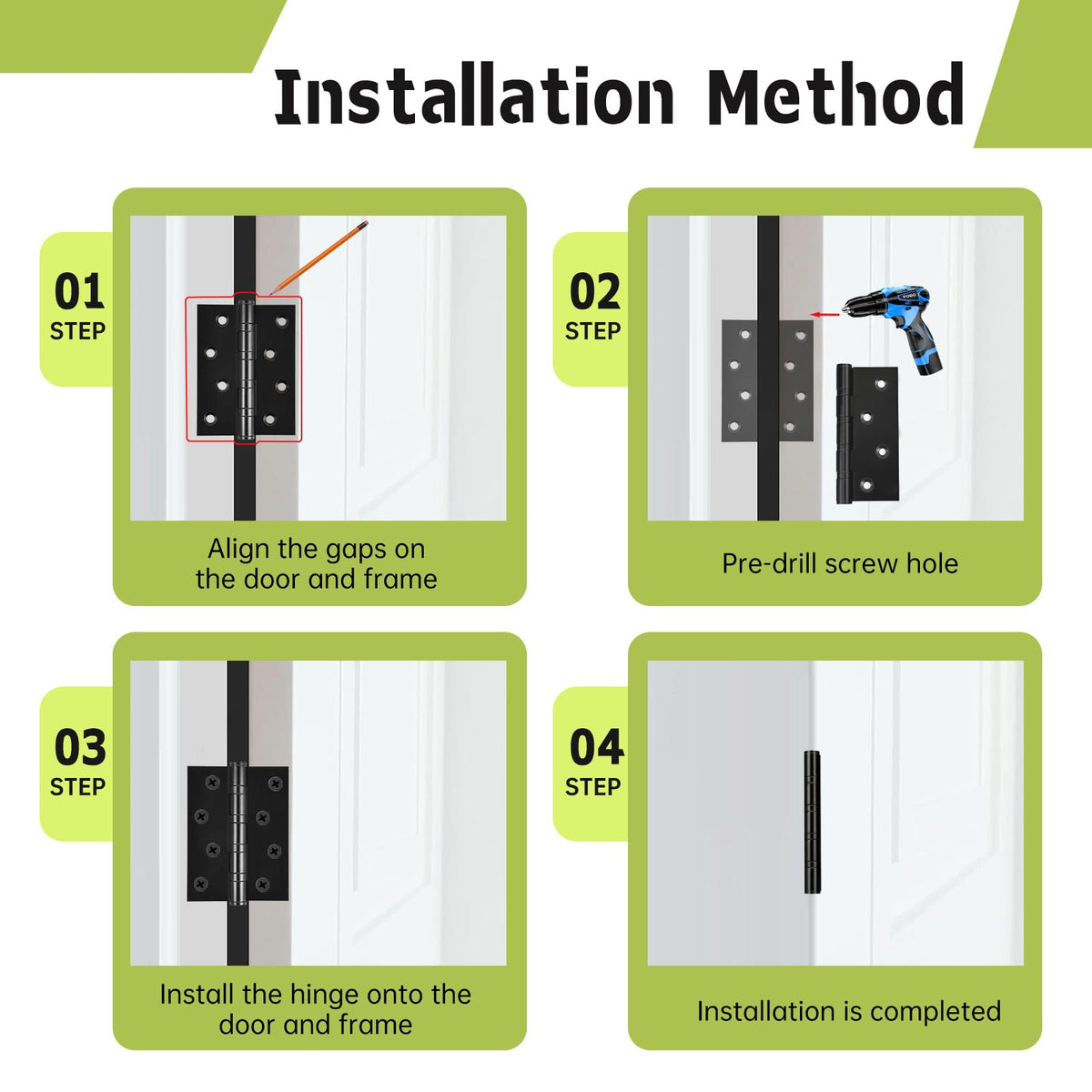 Heavy-duty MOZCORN hinge design supports up to 150 lb per hinge for versatile use