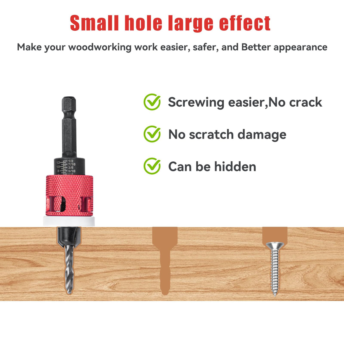 Mozeyerh 82-degree counterbore ensures consistent screw head seating.